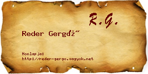 Reder Gergő névjegykártya